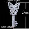 Pendant Necklaces Butterfly Key Shape Necklace Theme Party Women Statement Jewelry Silver Plated Zircon Sweater Chain Collars R230612
