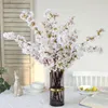 Flores decorativas Plantas verdes artificiais Rosa branco Ramo de cerejeira japonesa Flor falsa Espargos Aloe Bonsai
