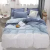 Bedding sets Blue White Bedding Set Boys Girls Queen Double Size Bed Linen Plain Reactive Printed Single Quilt Cover Flat Sheet case Z0612