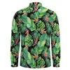 Men's Casual Shirts Jungle Tropical Leaf Aesthetic Shirt Mens Bird Print Spring Cool Blouses Long Sleeve Design Oversized Top