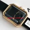 Novo designer de retângulo de luxo Mulheres relógios de quartzo suíço Moda de moda Assista Octagon Sapphire Crystal 18K Rose Gold Case Resistente à água