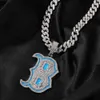 Pendentif Colliers Hip Hop Iced Out Lettre B Pendentif Collier Noctilucent Argent Plaqué avec Corde Chaîne pour Hommes Femmes J230612