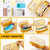 Ołówek obudowy Kawaii Pencil Case Macaron Color Canvas Stretch Double Warower Duża pojemność Pudełko Pencil Cute Pencilcase School School School School 230612