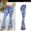 Calças de brim femininas estrela bordada calças de pernas largas caber magro mais queimado denim moda azul tamanho para roupas femininas marca