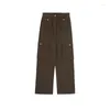 Damesbroek Dames Zakken Sweat Pant Vintage Workout Overalls Mid Waist Trekkoord Losse Cargo Streetwear Joggingbroek Casual Y2K