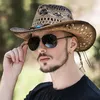 Berets Straw Western Cowboy Hat Hand Made Beach Sunhats Party Cap For Man Woman Curling Brim Sun Protection Unisex Retro