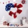 Kwiaty dekoracyjne patriotyczne impreza w kształcie serca Dekoracja Niepodległość Red White and Blue Błyszczące wieniec