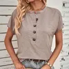 Blusas femininas Dish Top Layering Camisas de manga comprida para mulheres O pescoço cor sólida Tops de botão verão casual ajuste solto feminino pequeno