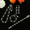 Conjuntos de joias de grife Flores Pulseira Brincos Letra dupla Colar de prata Retro Clássico Feminino Conjunto de joias Acessórios Luxo Pulseira Brinco Colar