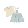 Conjuntos de roupas 2023 verão AP conjunto de duas peças estilo pastoral para meninas alta definição resistente bordado top e shorts boêmio meninas