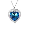 Pendant Necklaces Fashion European and American Style Blue Crystal Heart Necklace Ins Infinite Diamond Women's Jewelry Wedding Accessories R230612