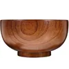 Bowls 4 Count Containers Kids Solid Wood Bowl Retro Round 15X15X8.5CM Dessert Jujube Serving Child