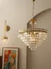 Lustres 2023 Vintage Gold Crystal Lustre Iluminação Para Quarto Sala De Jantar Casa El Moderno LED Pendurado Teto Lâmpada Pingente