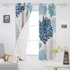 Curtain Blue Marine Coral Room Curtains Large Window Lights Bathroom Bedroom Kitchen Decor