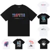 2023 Trapstar London T-shirt bröst Vit-Blå färg Handduksbroderi Herrskjortor Casual Street Shirts Designer Trapstars Kortärmade Hip Hop Streetwear Toppar