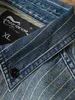 メンズカジュアルシャツ洗濯された男性ヴィンテージコットンストライプ長袖デニムシャツコートオレイマンジャパンストリートウェアファッションジーンズジャケット