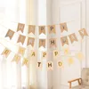 Party Decoration Happy Birthday Banner Decorations Garlands Cowhide Paper Bronzing Flag Pennants Baby Shower Supplies Favors Gifts