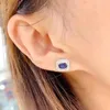 Studörhängen KJJEAXCMY 925 Sterling Silver Inlaid Natural Sapphire Classic Ladies Ear Support Test