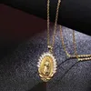 Anhänger-Halsketten Anhänger-Halsketten Edelstahl Jungfrau Maria Halskette Gold Bijoux Kristall Für Mann Frauen Mode Katholischer SchmuckAnhänger J230612