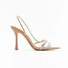 Sandaler Kvinnor High Heel Summer Transparenta klackar lyxiga strassband Slingbacks Kvinnliga Sexiga festbröllopspumpar