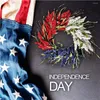 Dekorativa blommor Hemanvändning Minnesmärke med blad Holiday July Garland Red White Blue Diy Craft Independence Day Wreath för ytterdörren