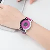 Relógios de pulso Personalidade Minimalista Única Preto Branco Sem Número Relógios Moda Simples Pulseira de Couro Falso Relógio de Pulso de Quartzo Relógio de Casal