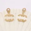 20style Luxury Designers Earring Stud Letter Famous Women Fashion Pearl Chain Earring Letter Wedding Party Jewerlry High Quality 18K Gold Plated