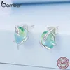 Stud 925 Sterling Silver Vintage Green Long Snake Earrings Studs Platinum Plated BSE731 230612