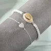 Summer Beach Fabric Anklets for Women White Bead Heart Pendant Charm Rope Anklet Fashion Jewelry Accessories