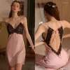 Vêtements de nuit pour femmes Sexy robe de nuit femmes soie voir à travers dentelle creuse chemise de nuit Camisole Lingerie dos nu hauts de nuit Pamajas été