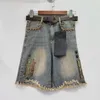 Vrouwen Shorts Mode Contrast Denim Voor Vrouwen Klinknagel Decoratie Kwastje Streetwear Hoge Taille Korte Jeans 2023 Zomer Tij Y333