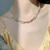 Chaînes Argent Blanc Perle Enveloppé Collier Double Couche Boucle Magnétique Cou