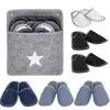 Set Pantofole usa e getta in feltro 6 paia Pantofole unisex antiscivolo con punta chiusa 3 misure per la casa Soggiorno Camera da letto Hotel