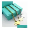 Подвесные ожерелья подвесные ожерелья роскошные дизайнер стерлингов Sier Heart Brangle Bracelet Set Seet Form Original Fashion Classic Women Jewelry S Dr J230612