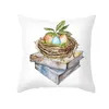 Pillow 45x45cm Spring Home Decor Cover Happy Easter Egg Pillowcase Flower Print