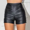 Sommer sexy schwarze künstliche PU -Ledermode Gothic High Taille Casual Y2K Hot Damen Shorts P230606