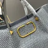 10A Top Class 1:1 Tote Fashion Lafite Woven Handbag Metal Sequin Letter Women's Shopping Bag Classic Woven Bag Luxury Designer Bag