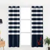 Curtain Navy Blue Stripe Anchor Simple Room Curtains Large Window Lights Bathroom Bedroom Kitchen Decor