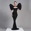 Urban Sexy Dresses Black Evening for Party 2023 Summer Off Shoulder Puffy Sleeve Prom Gowns with Sequined Strapless Vestido De Noche 230612