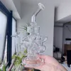 스테레오 매트릭스 PERC Reccler DAB RIG 두꺼운 흡연 수도관을 가진 유리 버블 러 깃한 계란 물 담뱃대