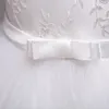 Robes de fille bébé filles blanc sans manches Paqeant fête mariage dentelle gonflé Tulle gâteau robe de bal robes de première Communion