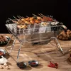 1pc Barbecue Stove, Household Charcoal Grill, Folding Portable Outdoor Stove, Smokeless Roasting Skewer Carbon Rotisserie Stainless Steel Grill