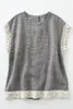 Kvinnors blusar Summer 2023 Plaid Cotton Linen Vest Female Retro Loose Sleuntveless Tops Women Shirt Casual Streetwear
