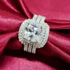 Pierścienie zespołowe 2021 Nowy projekt luksusowy 3 szt. 3 w 1 925 srebrny pierścionek poduszka do zaręczynowego Zestaw do kobiet biżuteria ślubna R4308 P0818208S J230612
