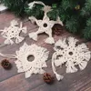 Table Mats Nordic Woven Snowflake Star Christmas Tree Pendant Decoration Heat Insulation Placemat Macrame Handmade Non-Slip Cup Mat