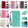 Custodie per portafogli in pelle fiore per Iphone 15 Pro Max Plus Google Pixel 8 7 7A Samsung A34 A54 5G A24 4G Fashion Owl Stampa Portacarte in pizzo Flip Cover Night Bird Pouches Strap