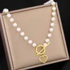 Pendentif Colliers En Acier Inoxydable Romantique Coeur Bouton À Bascule Blanc Imitation Perle Perles Chaîne De Mode Collier Pour Femmes Bijoux Cadeau R230612