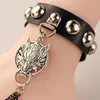 Charm Bracelets Chic Fashion Jewelry Gothic Skull Wolf Hand Chains Leather Bracelet Fingers Ring (Tamanho: Cor única: Preto)