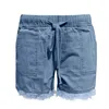 Jeans de perna feminina de verão estilo quebrado curto comprimento cintura alta ajuste fino shorts P230606