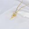 Pendant Necklaces Fashionable Rotatable Sunflower Necklace for Women Charm Crystal Elegant Ladies Jewelry Anniversary Gift R230612